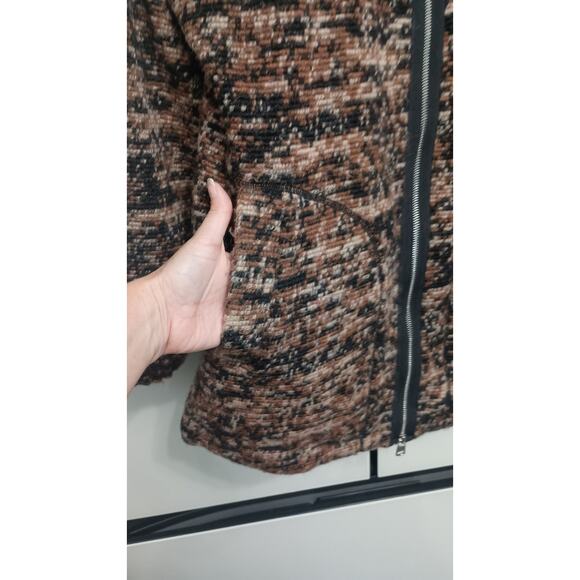 Varley Komar Longline jacket Chunky Woven Wool Blend Neutral Womens Med Warm - Picture 5 of 11